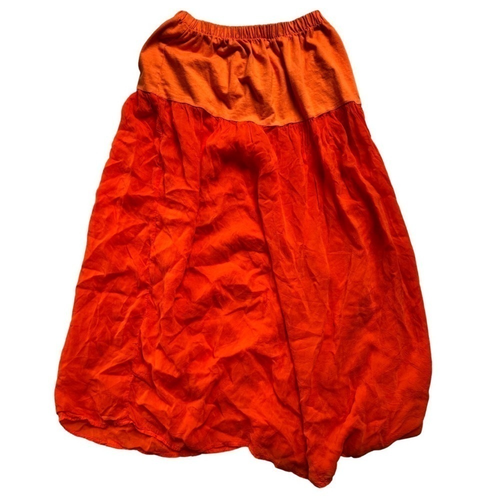 Vintage Johnny Was Orange Tiered 100% Cotton Maxi Midi Skirt Size Small 🧡